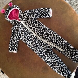 The Children’s Place Furry Leopard Print Footie with Pink Interior